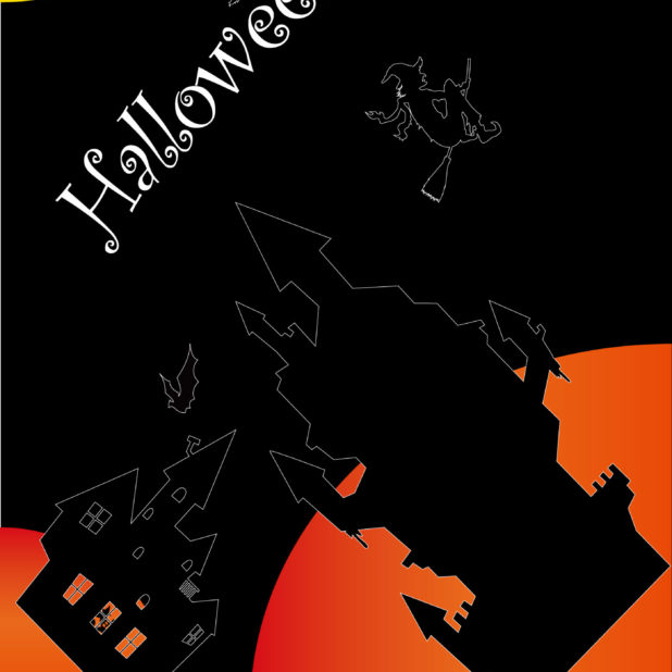 Halloween illustration Orange Black iPhone7 Plus Wallpaper
