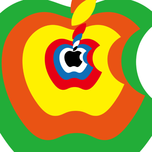 Apple logo blue red yellow orange green iPhone7 Plus Wallpaper