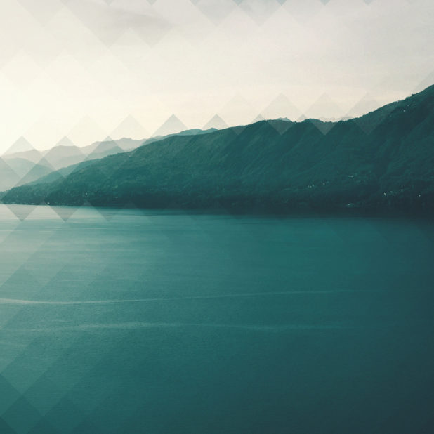 Landscape lake mountain blue green sky iPhone7 Plus Wallpaper