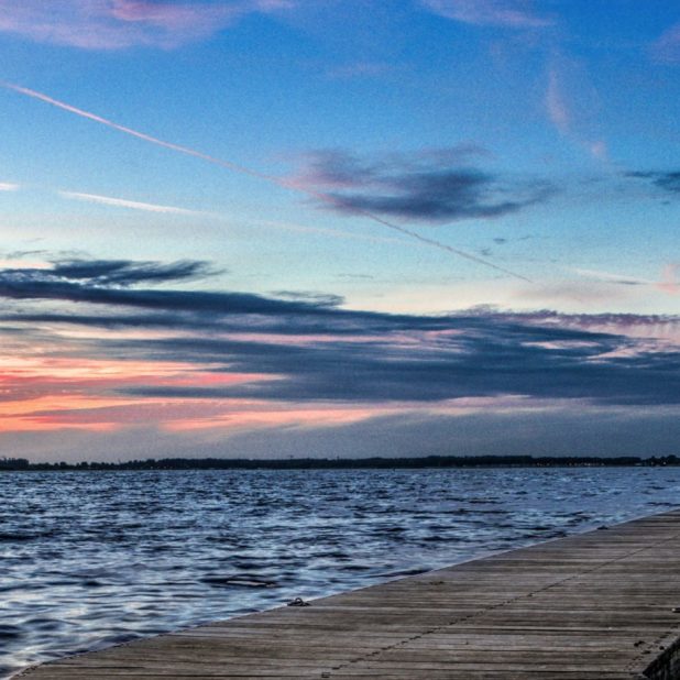 Landscape pier sea sunset iPhone7 Plus Wallpaper