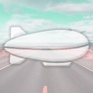 Landscape road airship light blue iPhone8 Wallpaper