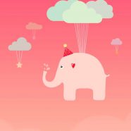 Cute peach illustration elephant iPhone8 Wallpaper