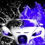 Cool Cars blue water black-and-white iPhone8 Wallpaper