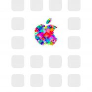 Apple logo colorful shelf white iPhone8 Wallpaper