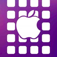 Apple logo purple shelf iPhone8 Wallpaper
