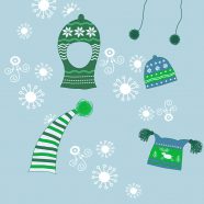 winter snow hat green cute girls and woman for iPhone8 Wallpaper