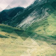 Landscape meadow mountain green blue black iPhone8 Wallpaper