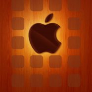 Apple logo shelves red brown iPhone8 Wallpaper