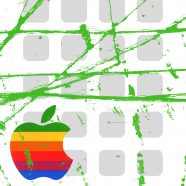 Apple logo shelf green colorful iPhone8 Wallpaper