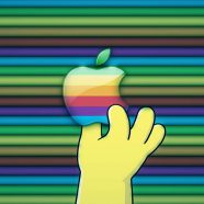 Apple logo colorful hand iPhone8 Wallpaper