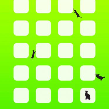 Illustration green cat shelf iPhone8 Wallpaper