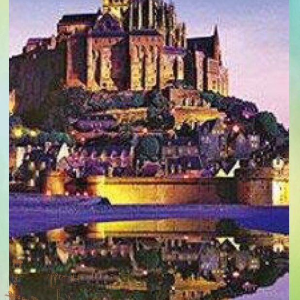 Mont-Saint-Michel night view iPhone8Plus Wallpaper