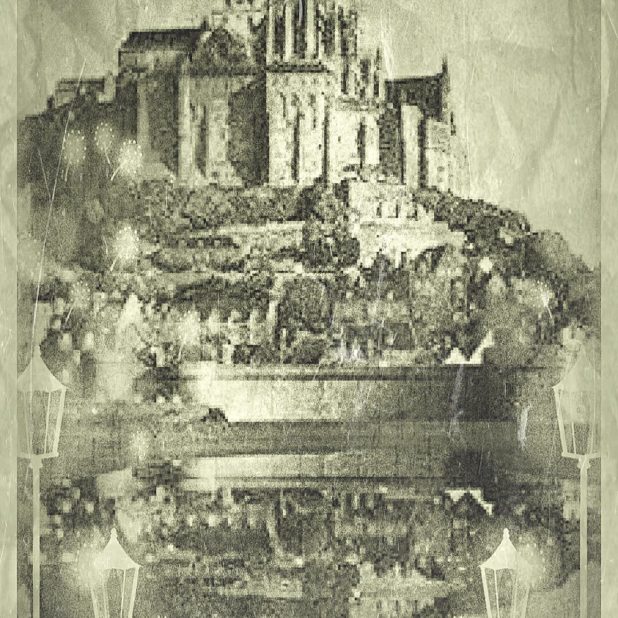 Mont Saint Michel Black and White iPhone8Plus Wallpaper