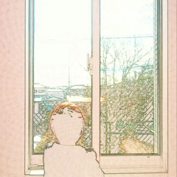 Window side child iPhone8Plus Wallpaper