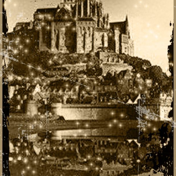 Mont Saint Michel Sepia iPhone8Plus Wallpaper