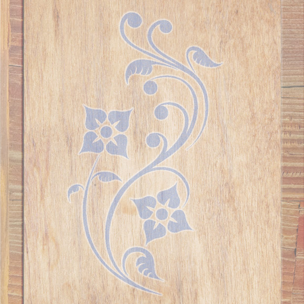 Wood grain leaves Brown Blue Purple iPhone8Plus Wallpaper