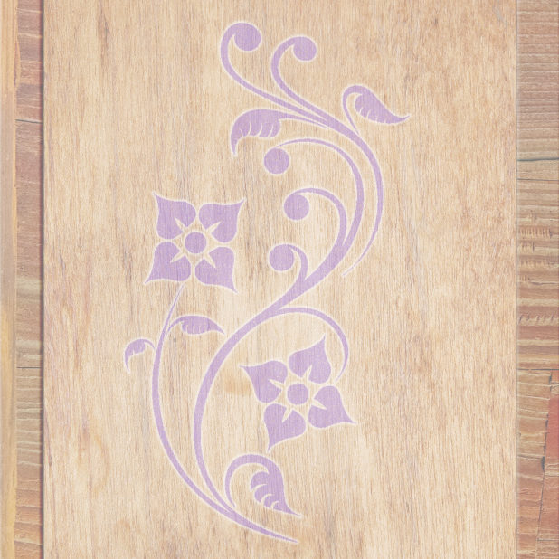 Wood grain leaves Brown purple iPhone8Plus Wallpaper