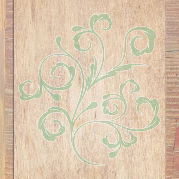 Wood grain leaves Brown green iPhone8Plus Wallpaper