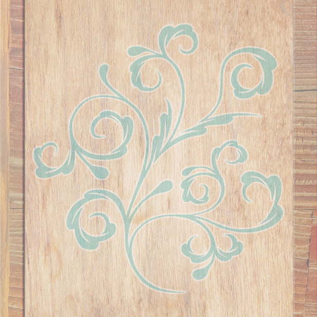 Wood grain leaves Brown Blue iPhone8Plus Wallpaper