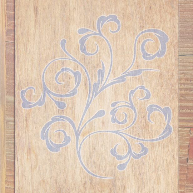 Wood grain leaves Brown Blue Purple iPhone8Plus Wallpaper