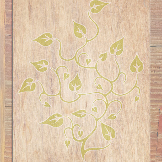 Wood grain leaves Brown yellow green iPhone8Plus Wallpaper