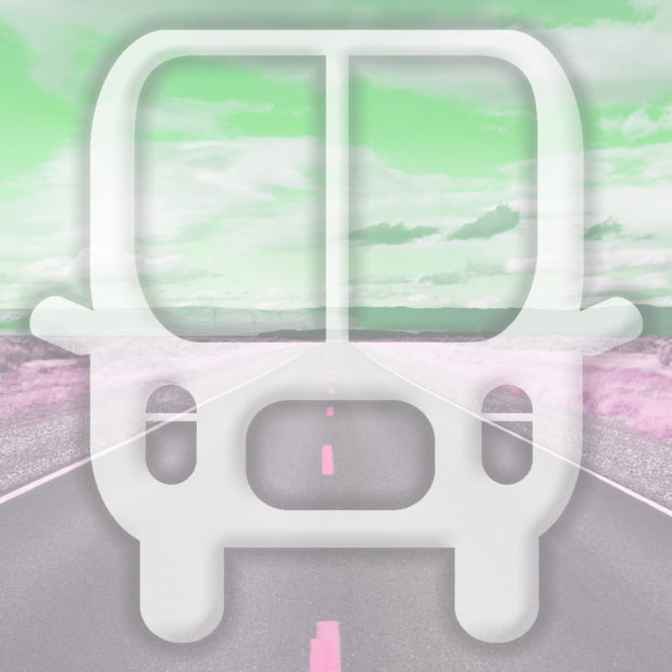 Landscape road bus Green iPhone8Plus Wallpaper