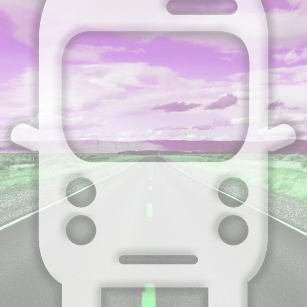 Landscape road bus Pink iPhone8Plus Wallpaper