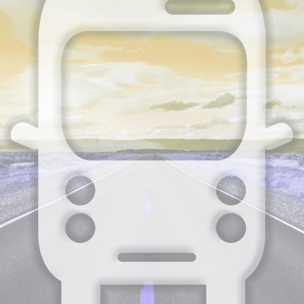 Landscape road bus yellow iPhone8Plus Wallpaper
