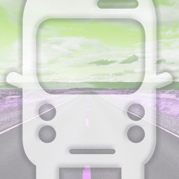 Landscape road bus Yellow green iPhone8Plus Wallpaper