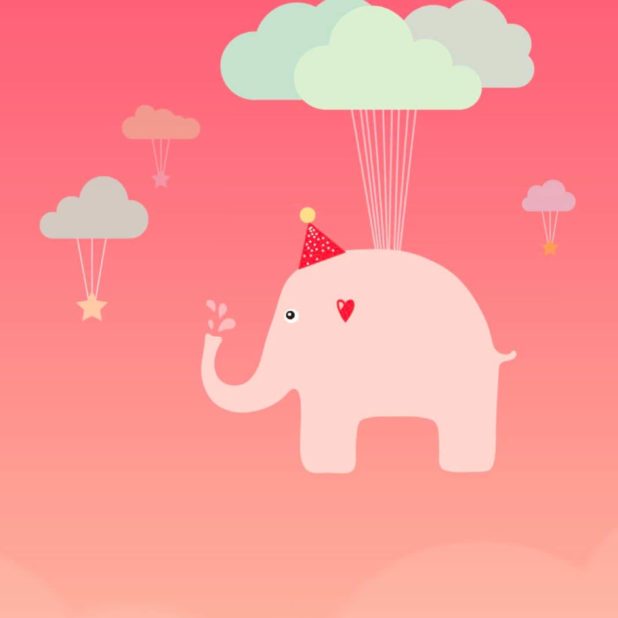 Cute peach illustration elephant iPhone8Plus Wallpaper