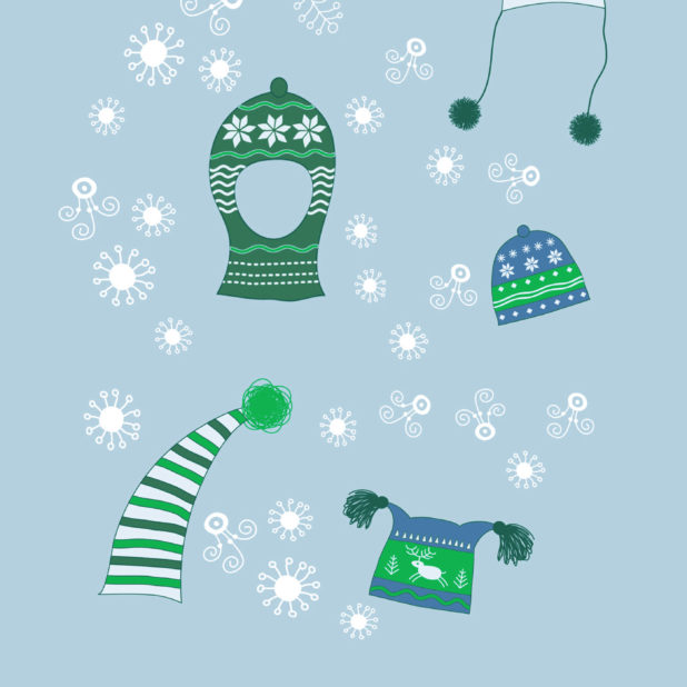 winter snow hat green cute girls and woman for iPhone8Plus Wallpaper