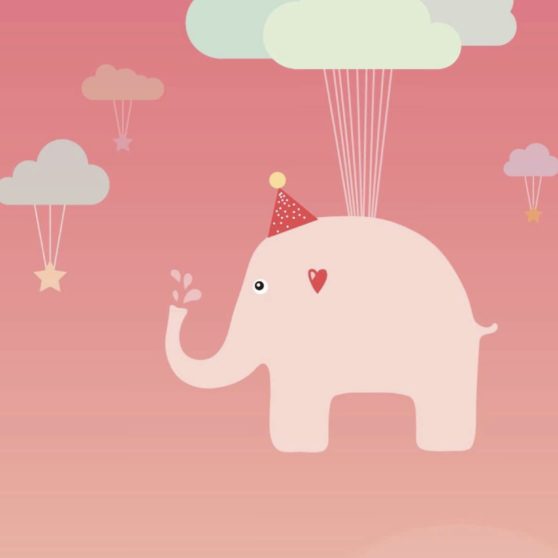 Cute peach illustration elephant iPhoneX Wallpaper