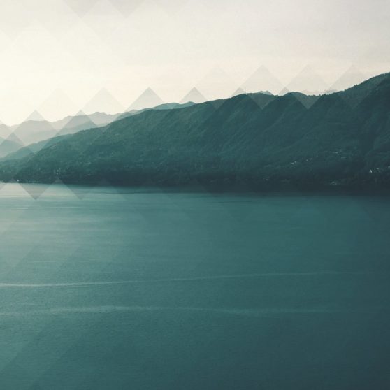 Landscape lake mountain blue-green sky iPhoneX Wallpaper