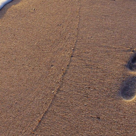 Landscape sand beach footprints iPhoneX Wallpaper