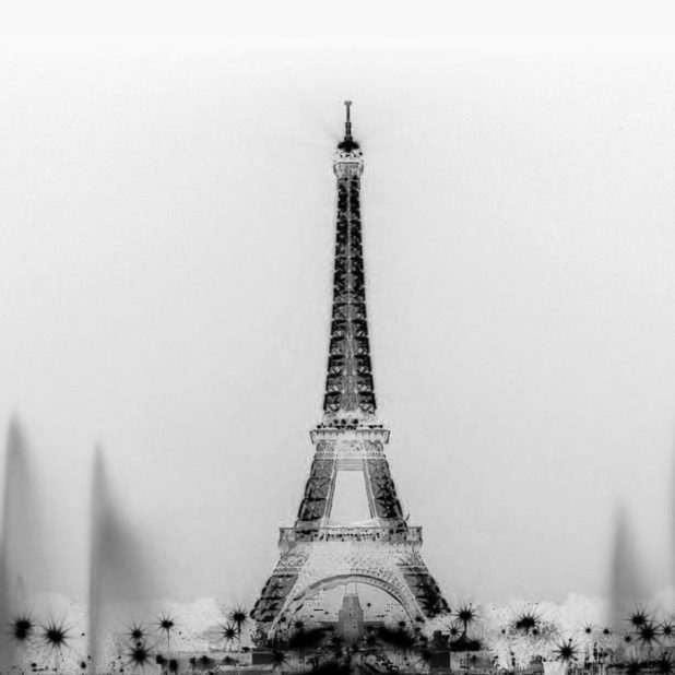 Monochrome landscape Eiffel Tower iPhoneXSMax Wallpaper