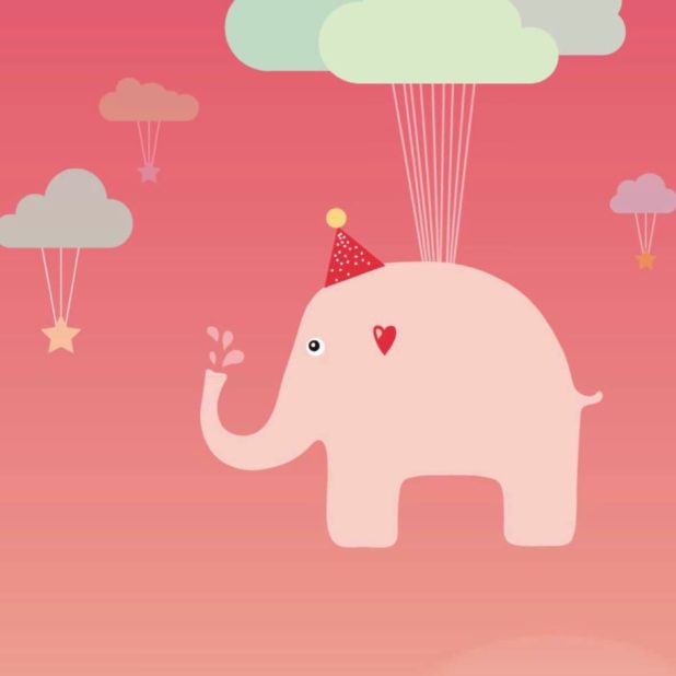 Cute peach illustration elephant iPhoneXSMax Wallpaper