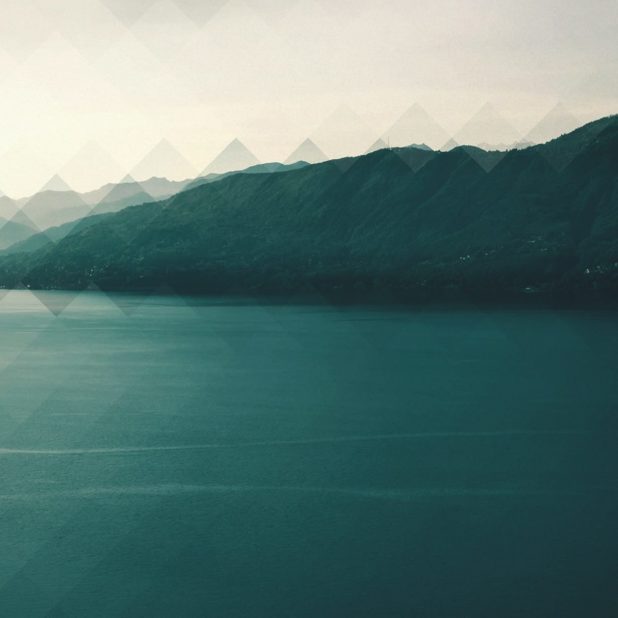 Landscape lake mountain blue-green sky iPhoneXSMax Wallpaper