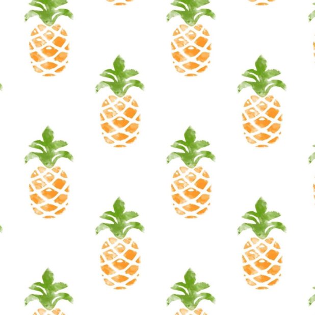 Pattern illustration fruit pineapple greenish yellow women-friendly iPhoneXSMax Wallpaper
