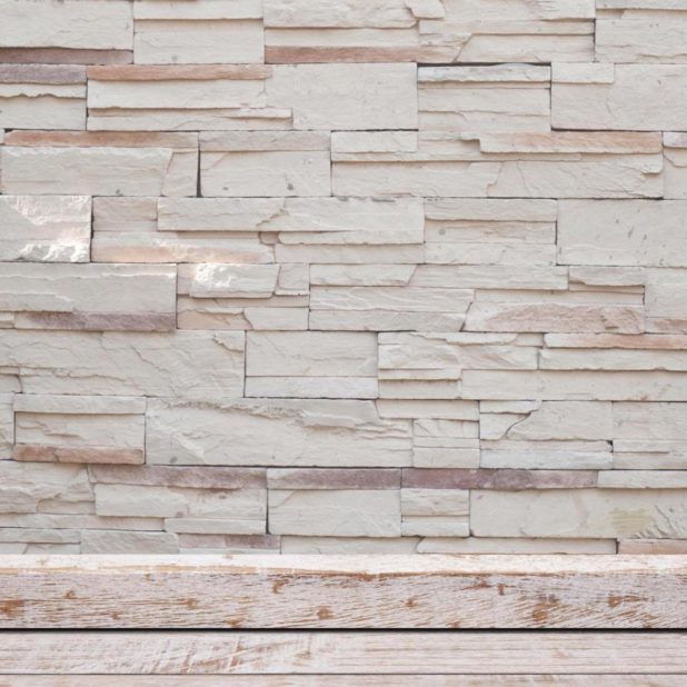 White stone wall floorboards iPhoneXSMax Wallpaper