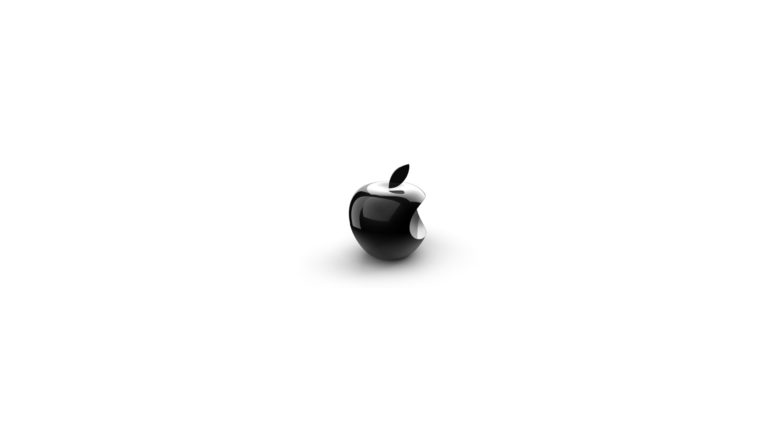 Ilustración Apple tridimensional en blanco y negro Fondo de escritorio de PC / Mac