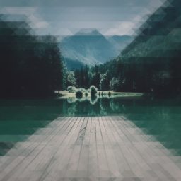 el muelle de lago azul paisaje Yamamidori iPad / Air / mini / Pro Wallpaper