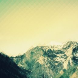 Paisaje de la montaña de la nieve de color verde amarillo iPad / Air / mini / Pro Wallpaper