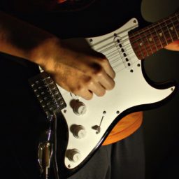 La guitarra y el guitarrista negro iPad / Air / mini / Pro Wallpaper