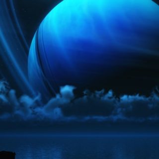 Saturno paisaje azul Fondo de Pantalla de iPhoneSE / iPhone5s / 5c / 5