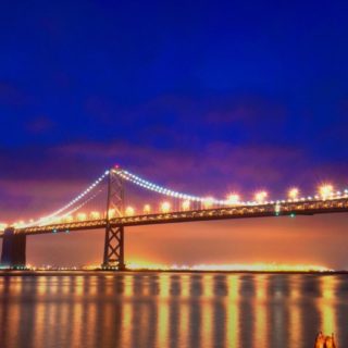 Puente de la luz paisaje nocturno Fondo de pantalla iPhone SE / iPhone5s / 5c / 5