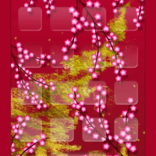 estantería sakura rojo Fondo de Pantalla de iPhoneSE / iPhone5s / 5c / 5