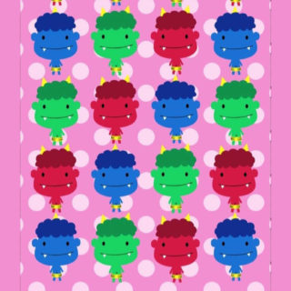 estantería linda Chara demonio melocotón rojo, verde y azul Fondo de pantalla iPhone SE / iPhone5s / 5c / 5