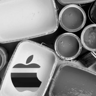 logotipo de la manzana guay en blanco y negro Fondo de pantalla iPhone SE / iPhone5s / 5c / 5