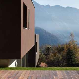 Paisaje verde marrón casa terraza Fondo de Pantalla de iPhoneSE / iPhone5s / 5c / 5