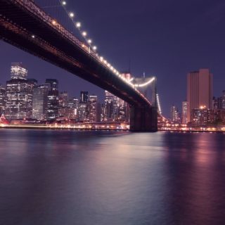 Paisaje puente del puerto escena nocturna Fondo de pantalla iPhone SE / iPhone5s / 5c / 5